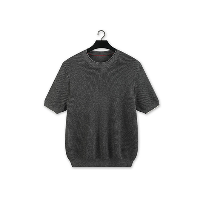 brunello cucinelli roll neck linen cotton blend knit t-shirt